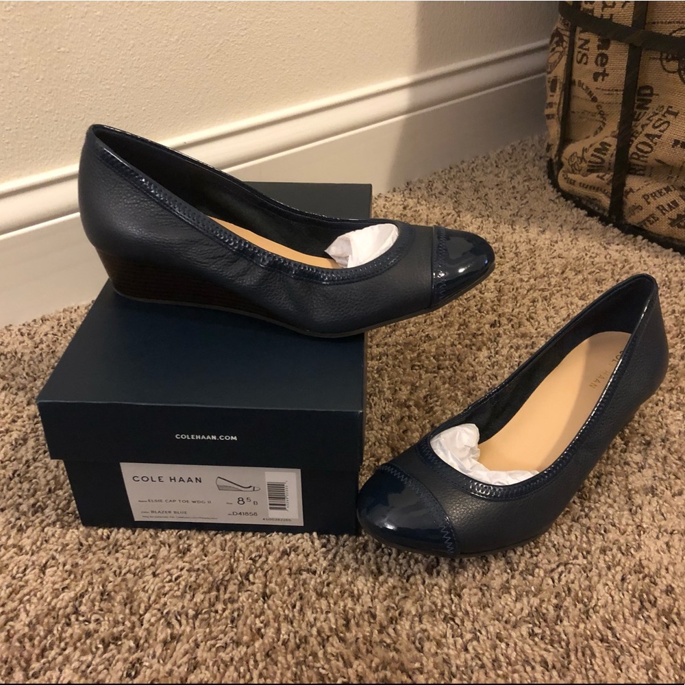 Cole Haan Elsie Cap Toe Wedge - Blazer Blue (navy)